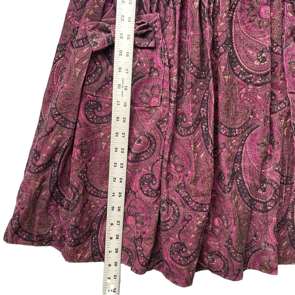 Vintage Corduroy Paisley Dress Girls 7 Years Purple  Floral by Rosalind Rogers